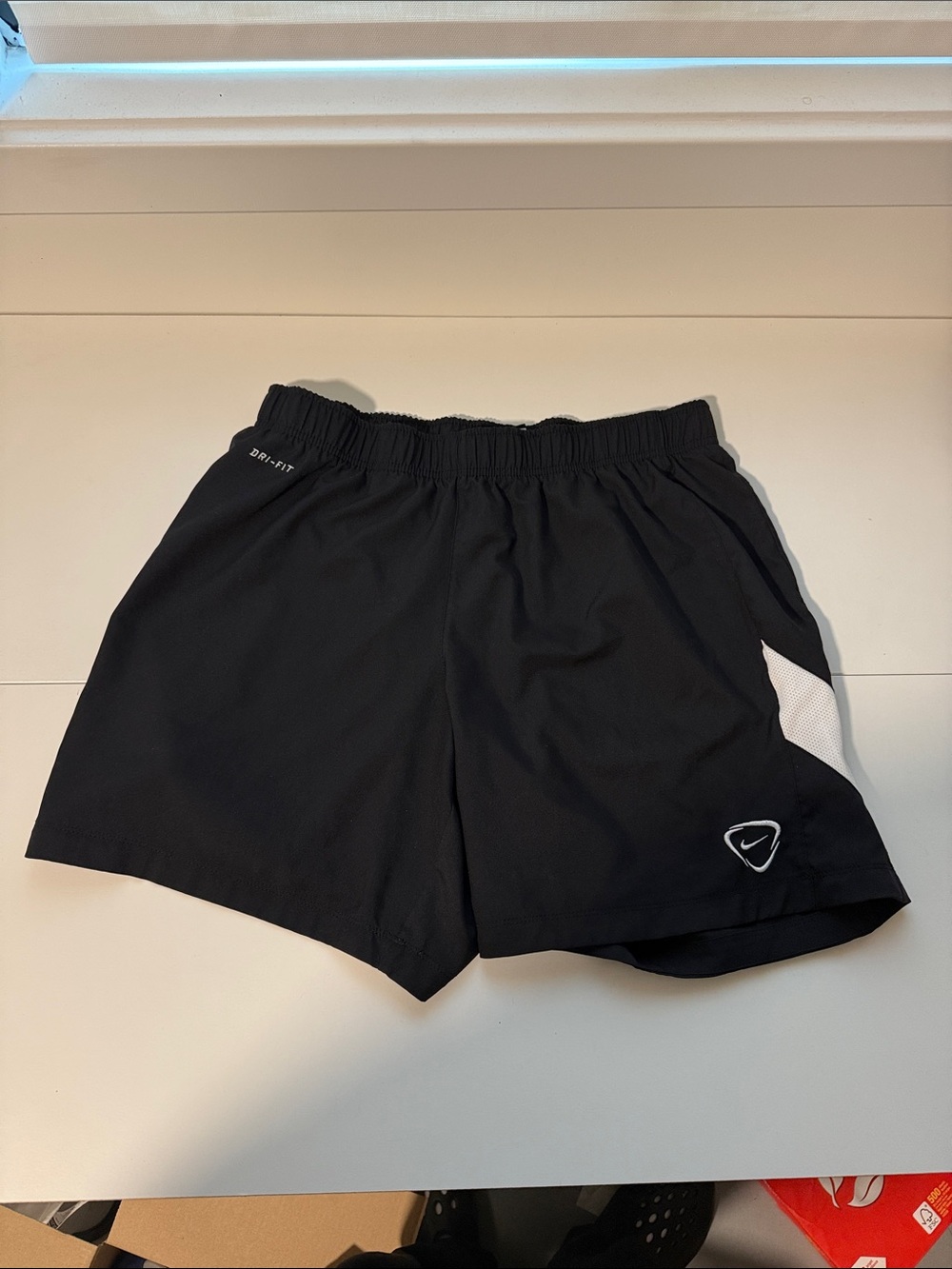 Nike Black Men’s Athletic Soccer Shorts with White Accent